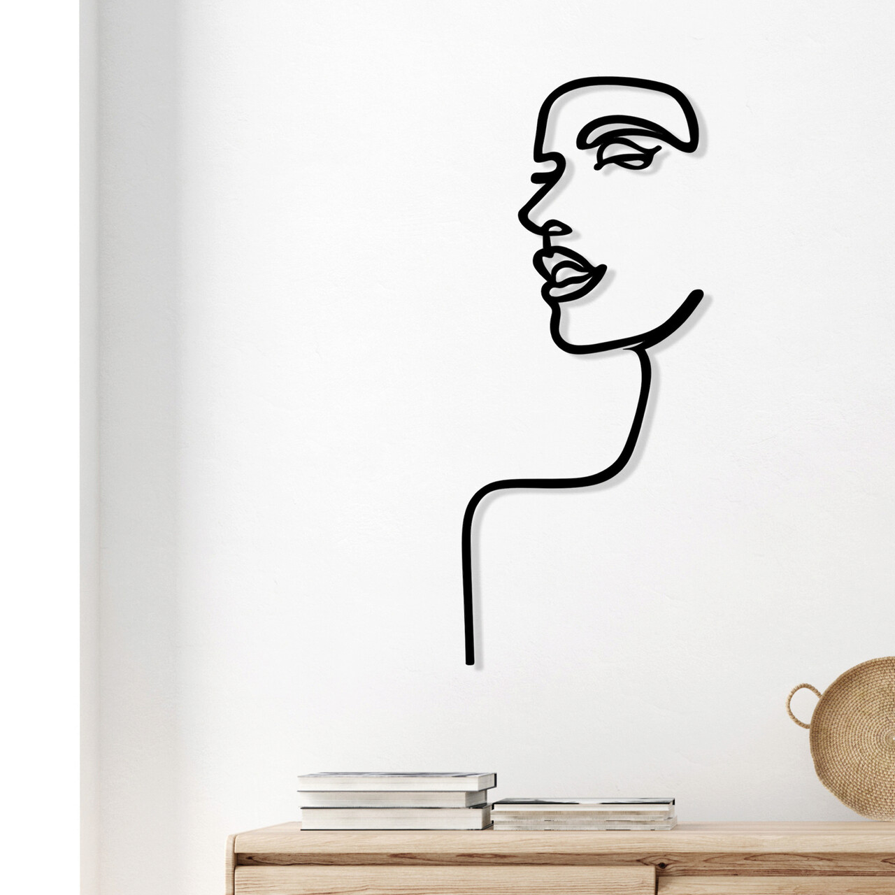Decoratiune de perete, Woman Profile, Dimensiune: 42 x 100 cm, Negru - imagine 7